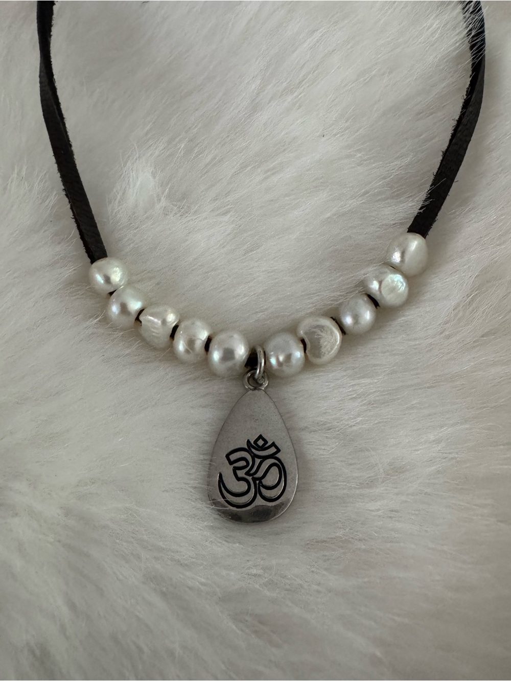 Pearl Bead Necklace with Om Pendant